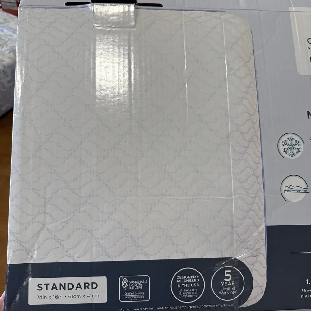 Tempur-Pedic Serenity Cooling Memory Foam Bed Pillow 24x16in Machine Washable